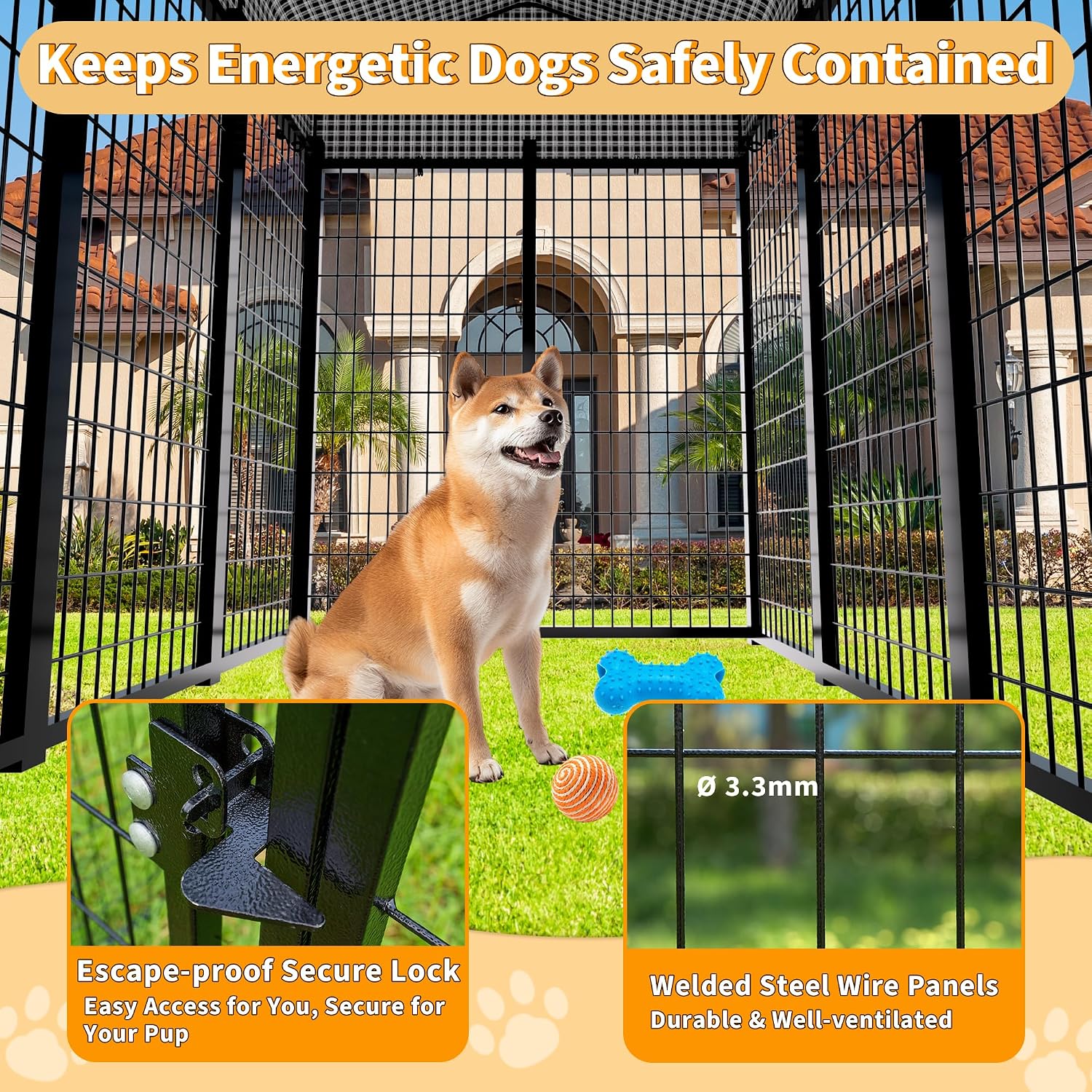 Heavy-Duty Dog Kennel with Roo - Feeding recension och pris