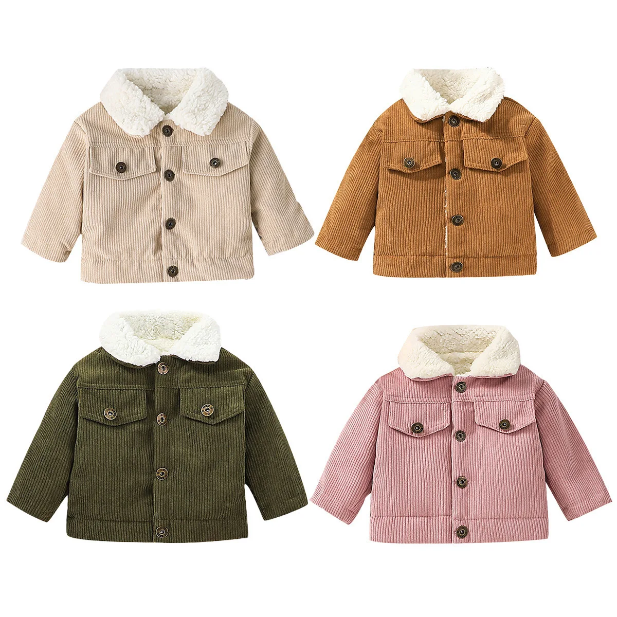 Baby Corduroy Fleece Lined Jac - Toddler Boy Winter Fleece Jacket recension och pris